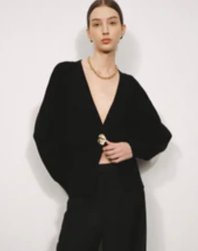Customer photo review of V-Neck Knitted Cardigan