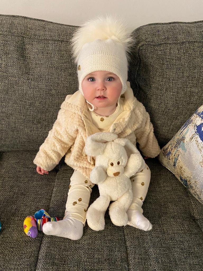 Customer photo review of Cashmere Aviator Pom Hat