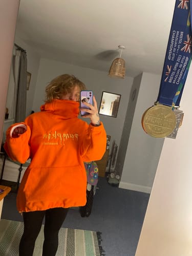 Customer photo review of Halloween Pumpkin Fleece Hoodie