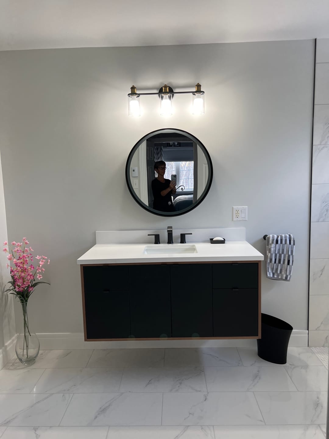 Customer photo review of Sidney 48" Wall Mount Matte Black Bathroom Vanity