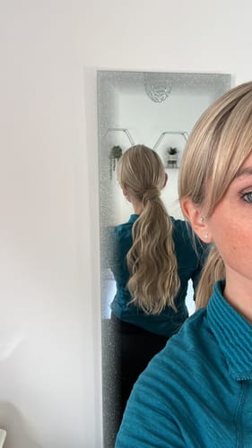 Customer photo review of 14" Wavy Clip In Ponytail