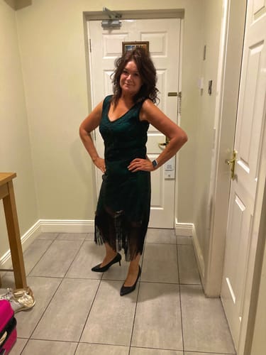 Customer photo review of Daisy Green Embellished Midi Dress