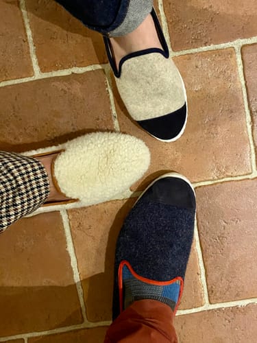 Customer photo review of Chausson femme laine, beige marine