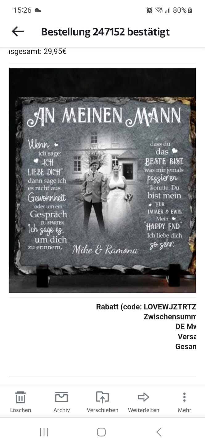 Customer photo review of An meinen Schatz - Paar-Schieferplatte