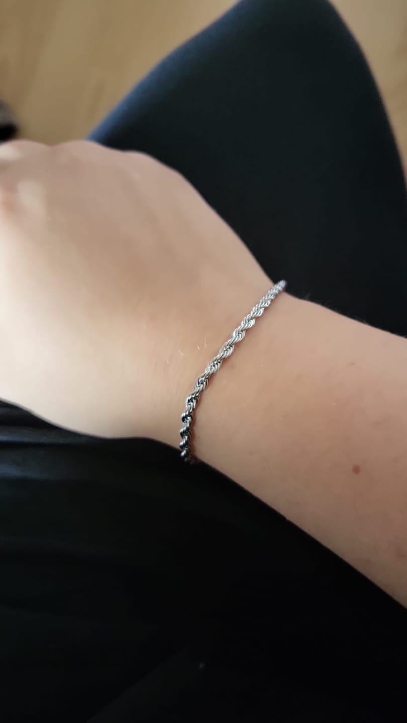 Customer photo review of CLEAN ROPE BRACELET. - 3MM WHITE GOLD