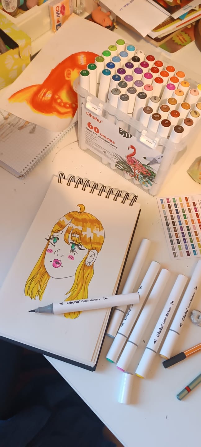 Customer photo review of Ohuhu Dual Tips Water-Based Art Markers