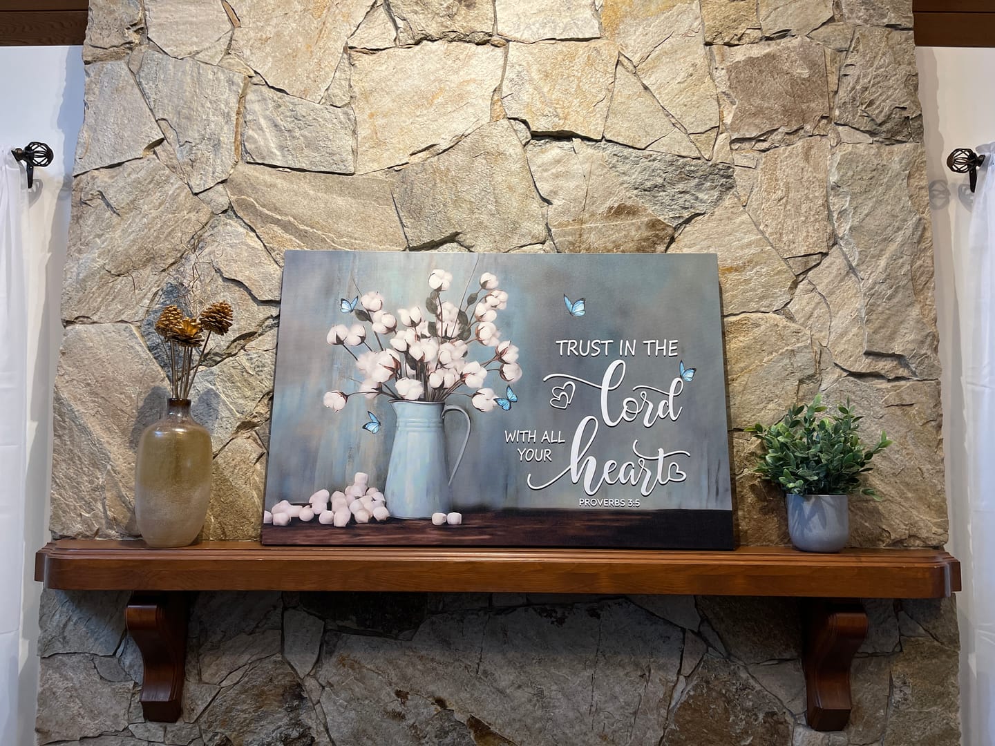 Customer photo review of Trust in the Lord With All Your Heart, Cotton Flowers in Vase, Wall Art Canvas