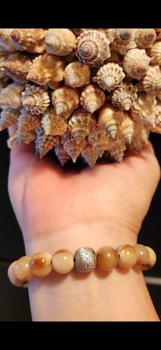 Customer photo review of Buddha Stones Tibetan 999 Sterling Silver Yak Bone Strength Balance Bracelet