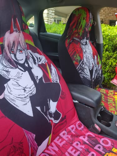 Customer photo review of Power Car Seat Covers Custom Chainsaw Man Anime Car Accessories