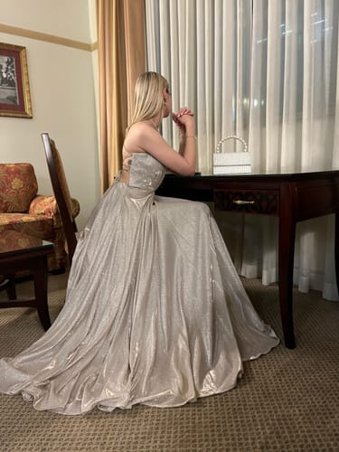 Customer photo review of Vivien Glitter Gown - Musk