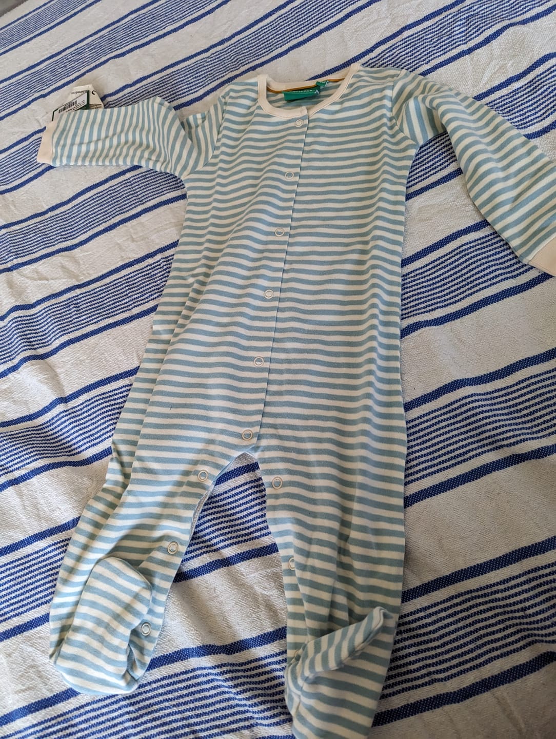 Customer photo review of Red & Blue Striped Organic Babygrow Set - 2 Pack