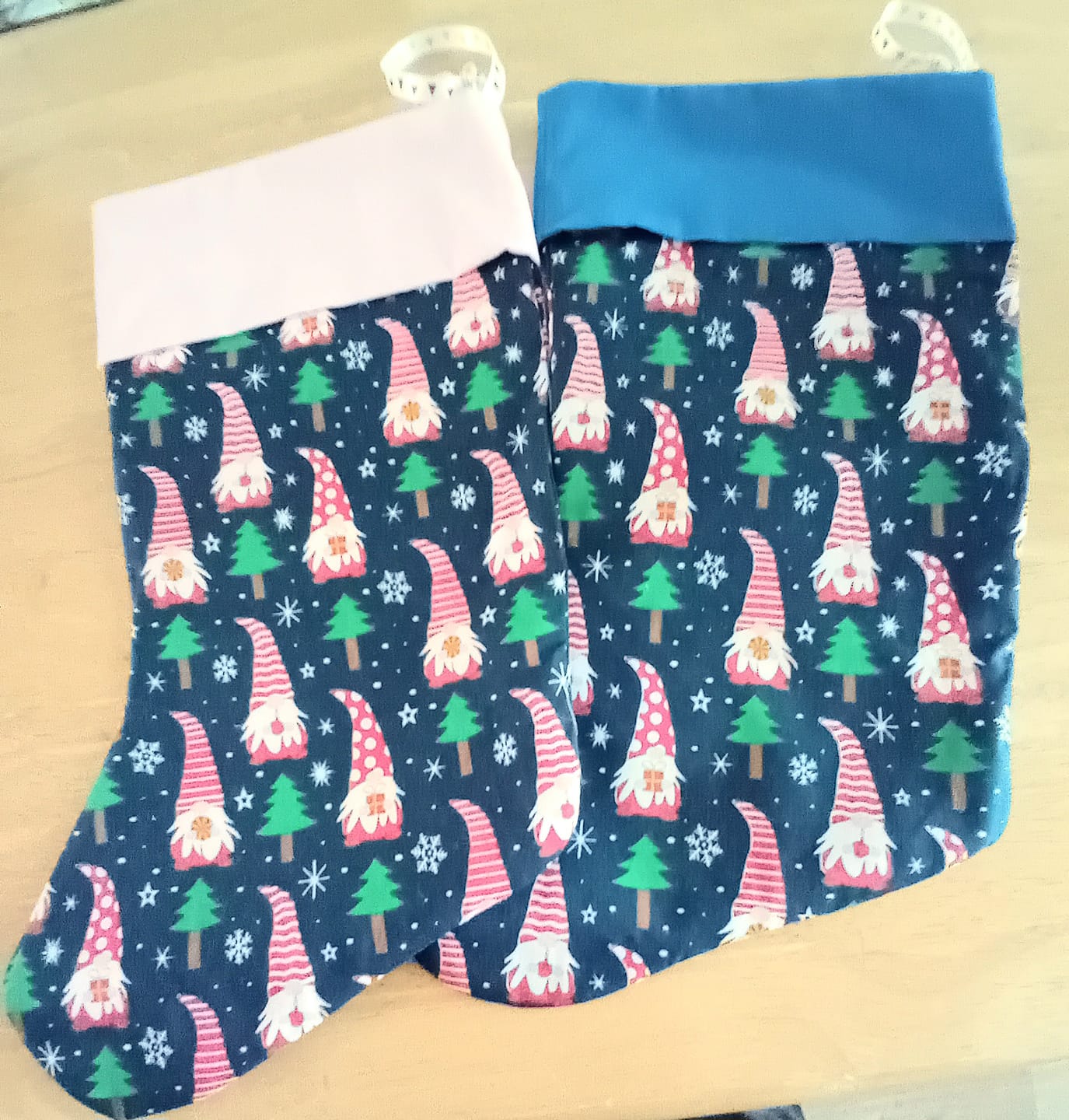 Customer photo review of Xmas Gnomes on Navy Polycotton Fabric