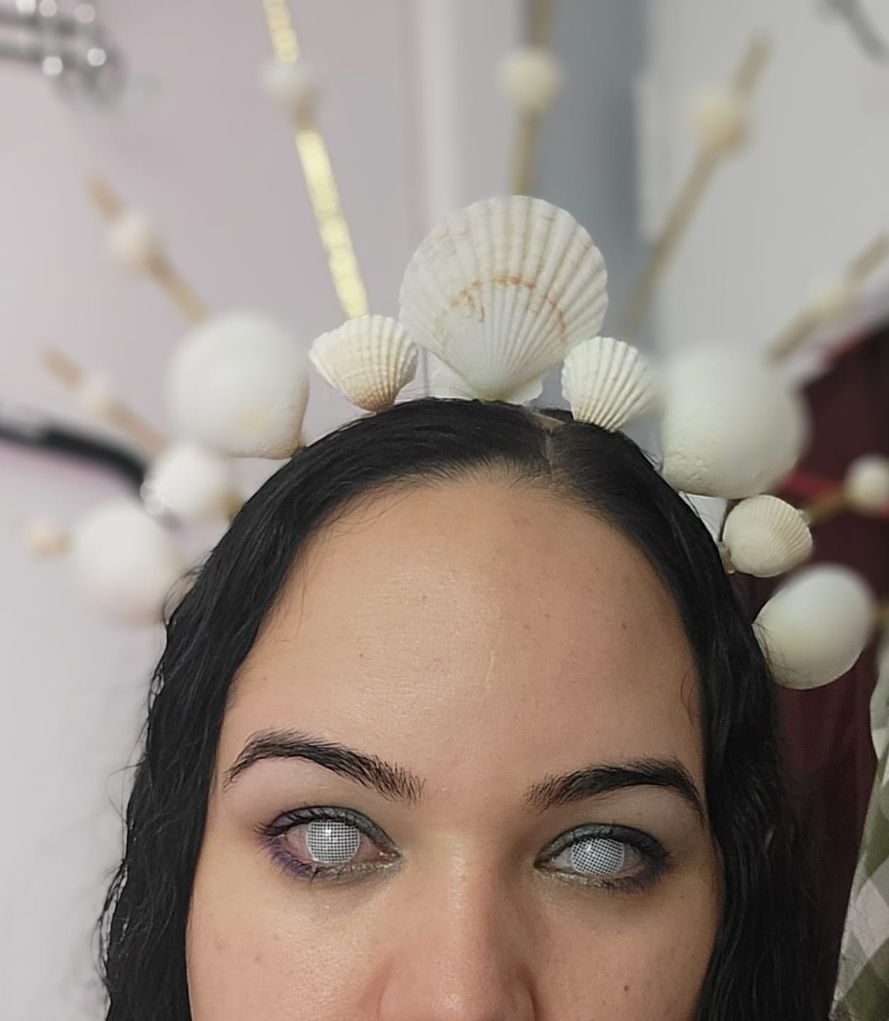Customer photo review of Halloween White Mesh Coloured Contact Lenses