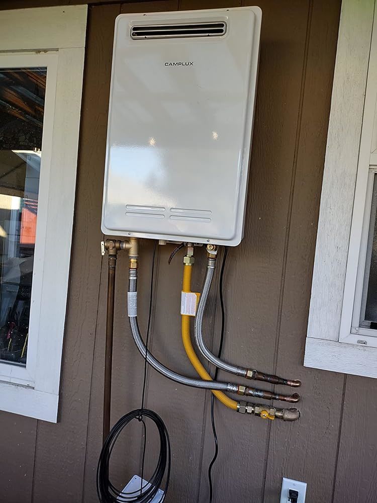 Customer photo review of Camplux Whole Home Outdoor Tankless Hot Water Heater 5.28 GPM | Gray