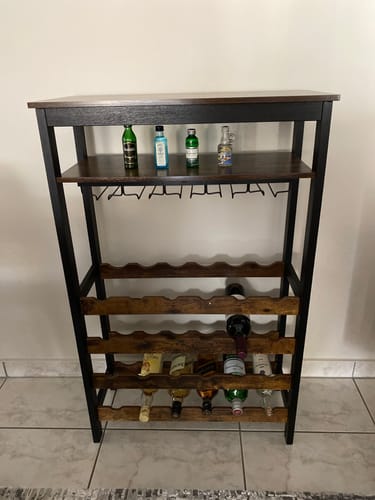 Customer photo review of Έπιπλο Μπαρ Θήκη Μπουκαλιών Ποτηριών Κρασιού Όρθια Σχάρα Κουζίνας Τραπεζαρίας Industrial Καφέ  KW-R028B01