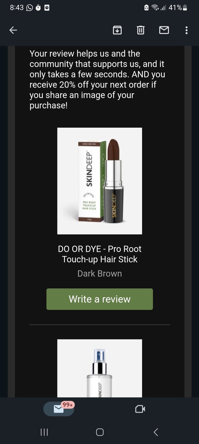 Customer photo review of DO OR DYE - Pro Root Touch-up Hair Stick