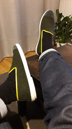 Customer photo review of Chausson homme laine, vert jaune