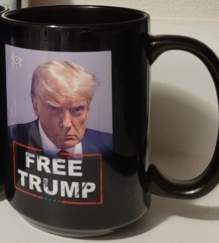 Customer photo review of Free Trump 15oz Coffee Mug