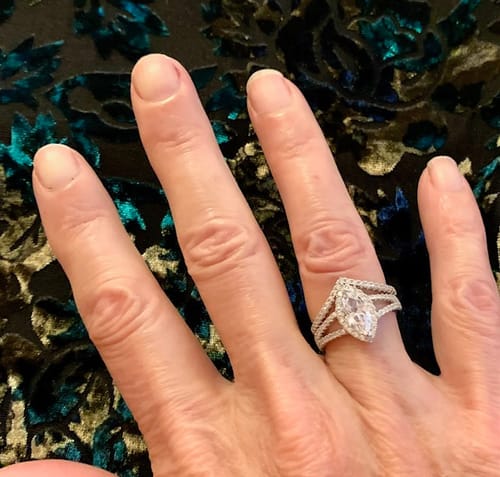 Customer photo review of Halo Marquise CZ Split Shank Ring in Sterling Silver