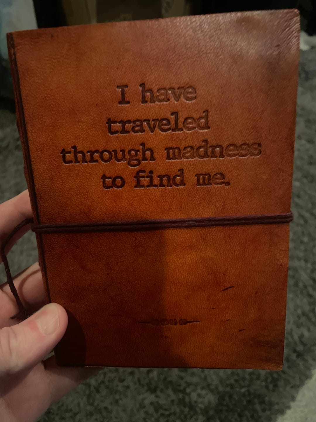 Customer photo review of Madness Quote Leather Journal - 5x7 Lined