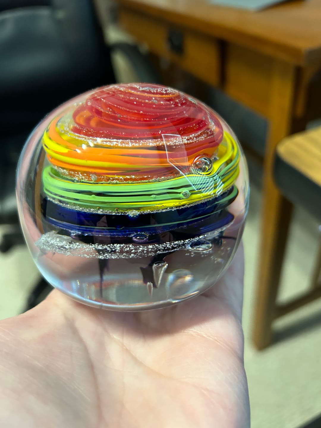 Customer photo review of Rainbow Bridge Swirl with Cremation Ash