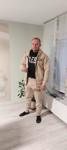 Customer photo review of Lifestyle Herren Zip Hoodie beige mit Stickerei by SAEBIS®