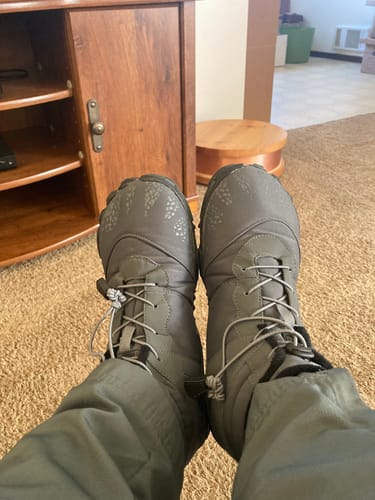 Customer photo review of Vindra Flex - Non-slip & Universal Winter Barefoot Shoe (Water-resistant)