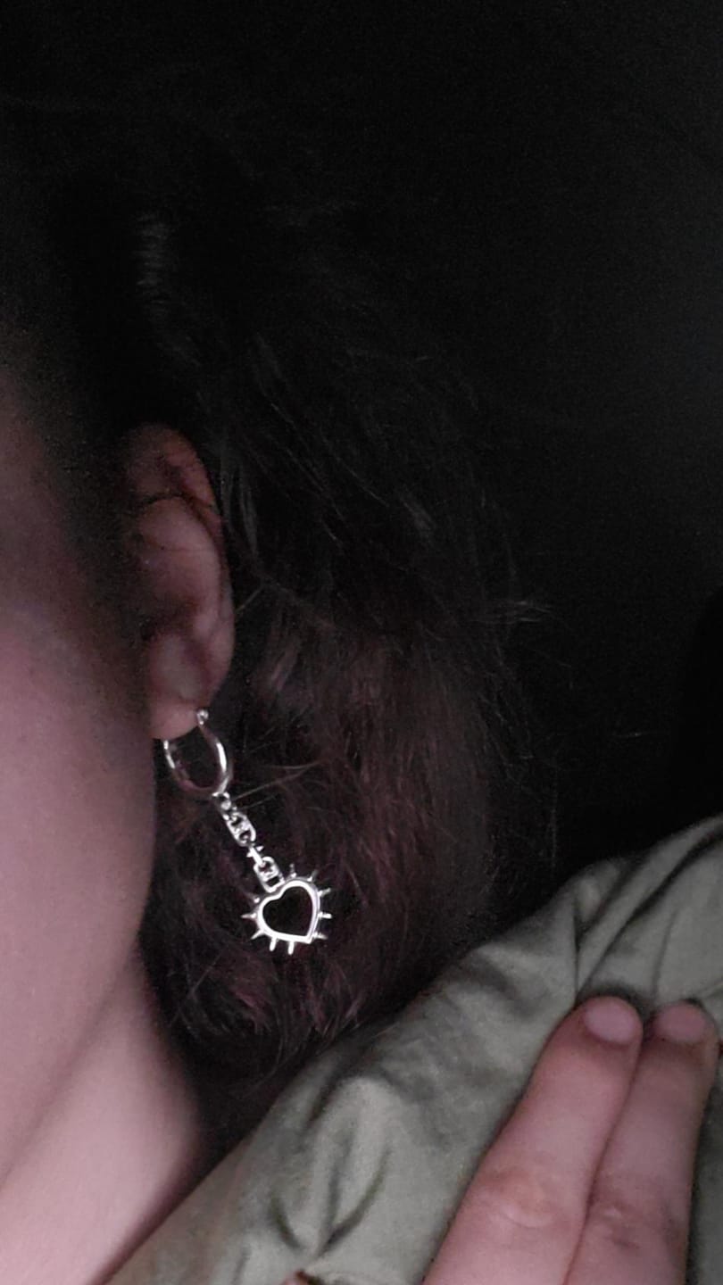 Customer photo review of SPIKE HEART EARRING
