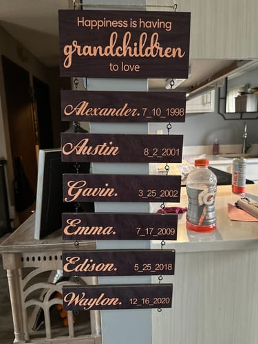 Customer photo review of Personalized Engraved Grandchildren Hanging Decorative Sign