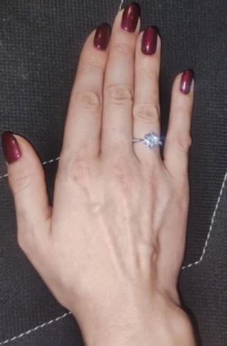 Customer photo review of Everly 14K White Gold Plated Moissanite Engagement Ring