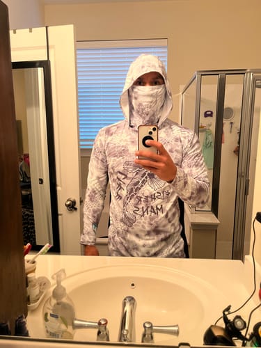 Customer photo review of UPF 50+ Long Sleeve Shirt with Hood and Facemask