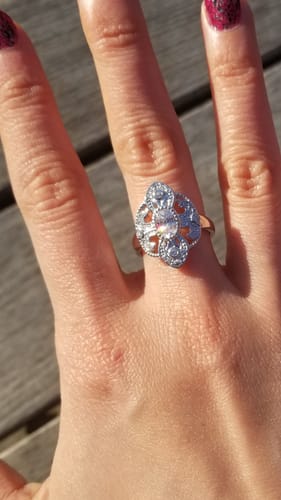Customer photo review of Milgrain CZ Ring in Sterling Silver