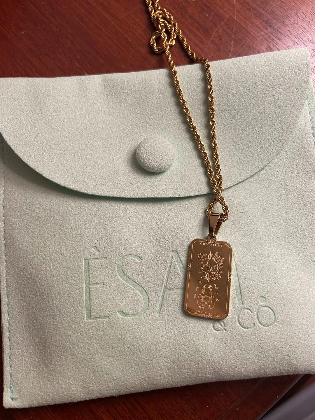 Customer photo review of GRATITUDE Affirmation Pendant Necklace