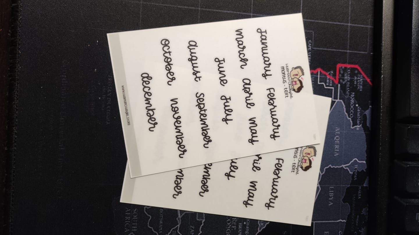 Customer photo review of Months Text Planner Stickers - Script