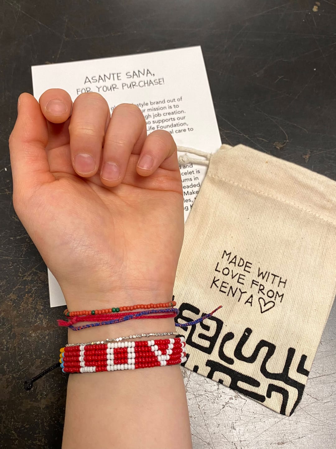 Customer photo review of LOVE Bracelet - Red/White