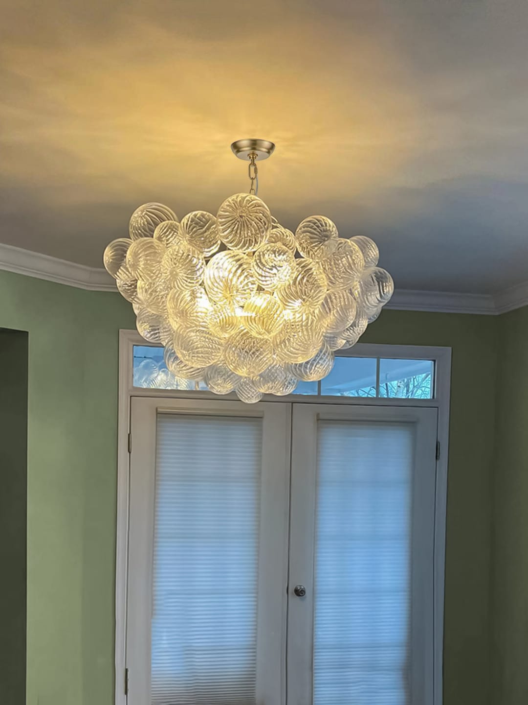 Customer photo review of Modern Decorative Swirled Glass Cluster Bubble Chandelier