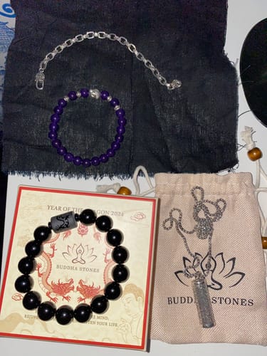 Customer photo review of Buddha Stones Tibetan Om Mani Padme Hum Focus Necklace Pendant