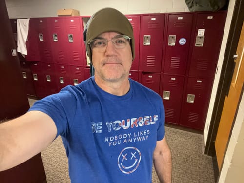 Customer photo review of Salty Savage Unisex “BE YOURSELF” Tee | USA Flag Edition | Royal Blue