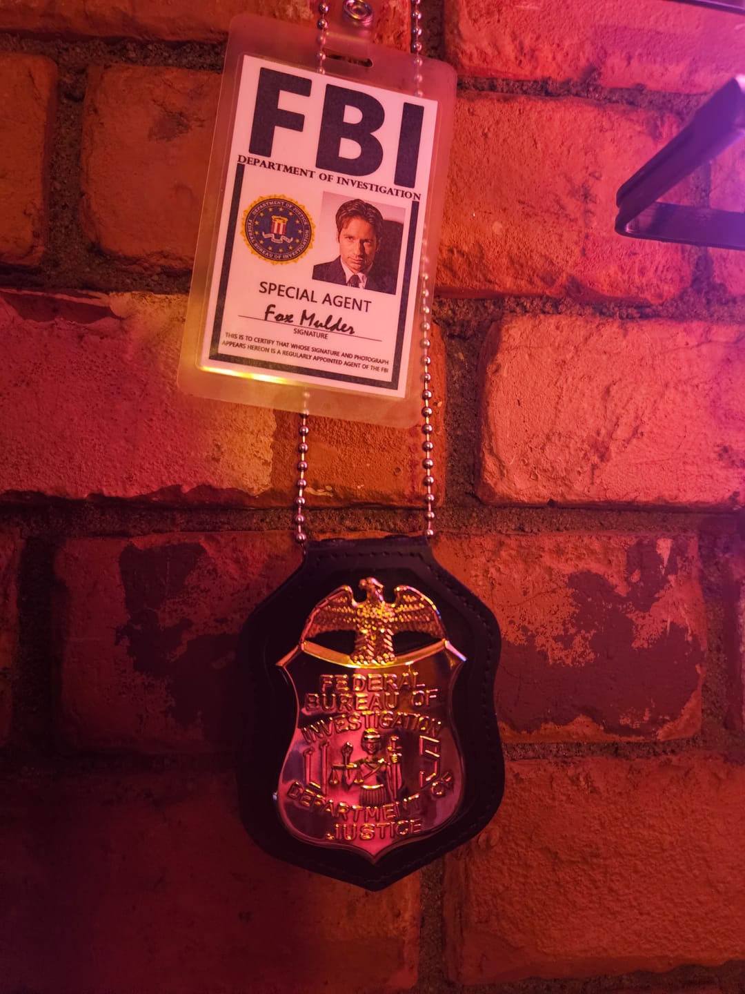 Customer photo review of FBI Department of Justice Badge Solid Copper Replica Movie Props