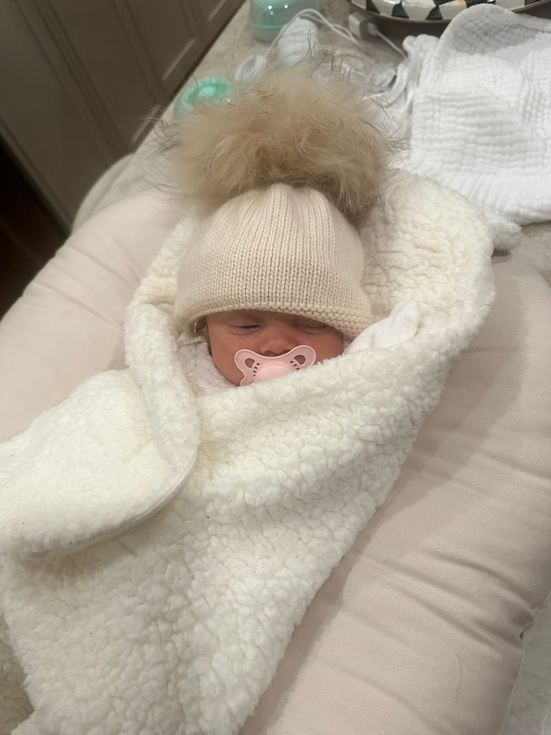 Customer photo review of Cashmere Aviator Pom Hat