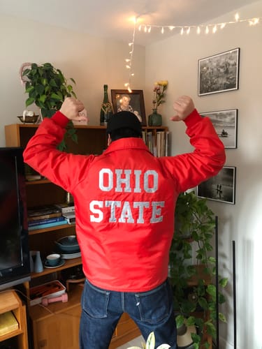 Customer photo review of Vintage Ohio State Buckeyes Sherpa Lined Coaches Jacket Size Large