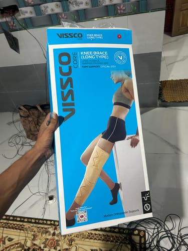 Customer photo review of Knee Brace - Long (19" Brace) | Ideal firm Knee support that limits knee motion & stabilizes the knee with mediolateral metal supports | Color - Beige