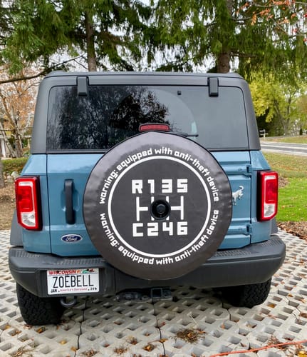 Customer photo review of Custom Spare Tire Cover for Jeep, RV, Bronco Camper, Trailer, & More