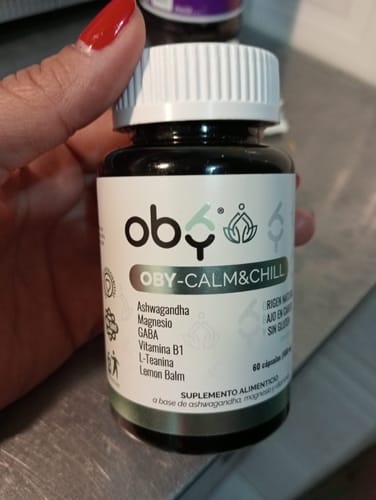 Customer photo review of OBY CALM Ashwagandha, Magnesio, Vitamina B1. GABA, L-Teanina y Lemon Balm
