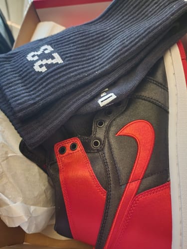 Customer photo review of Air Jordan 1 Retro High OG "Satin Bred" - Women's