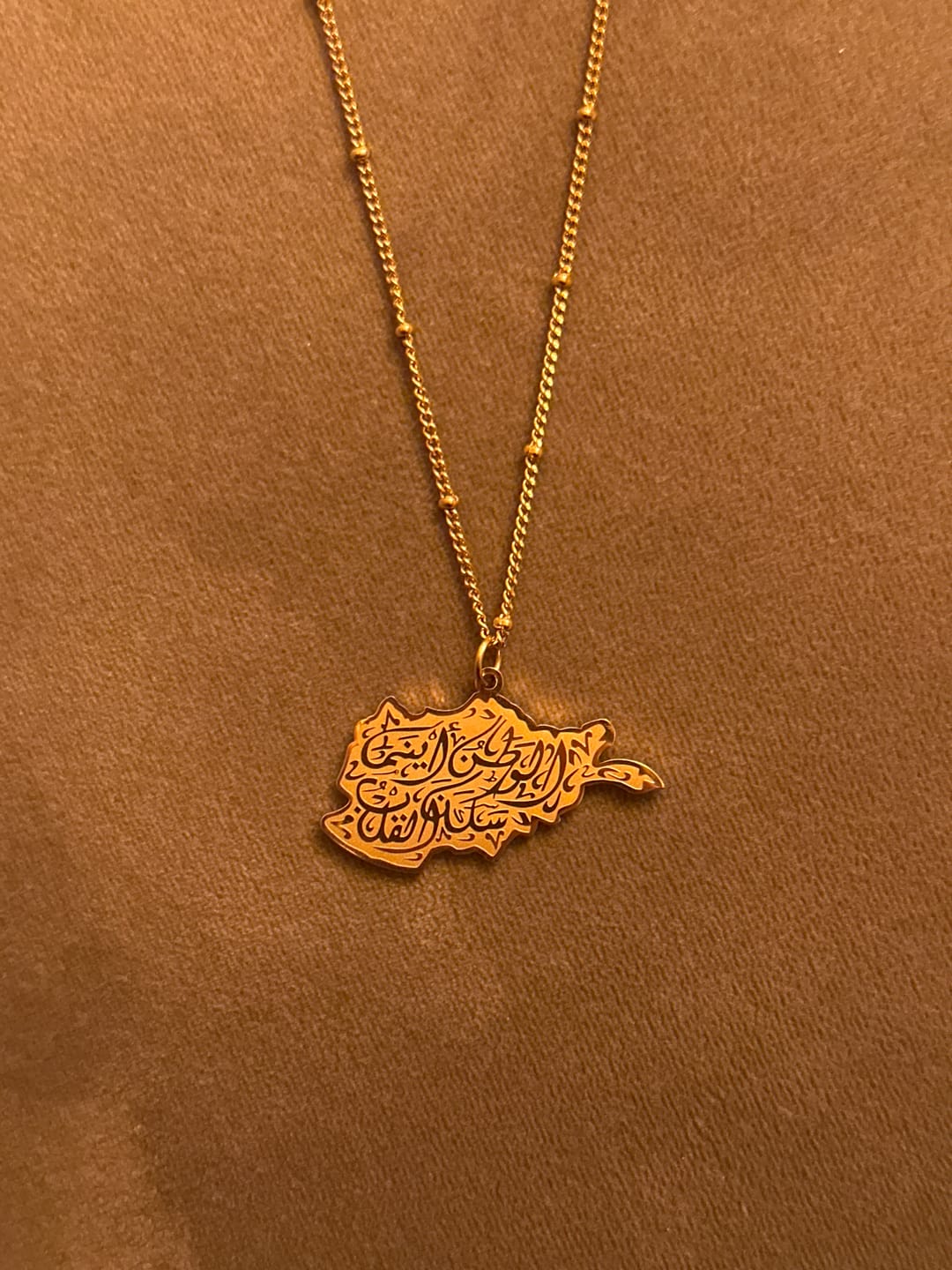 Customer photo review of Afghanistan Calligraphy Necklace