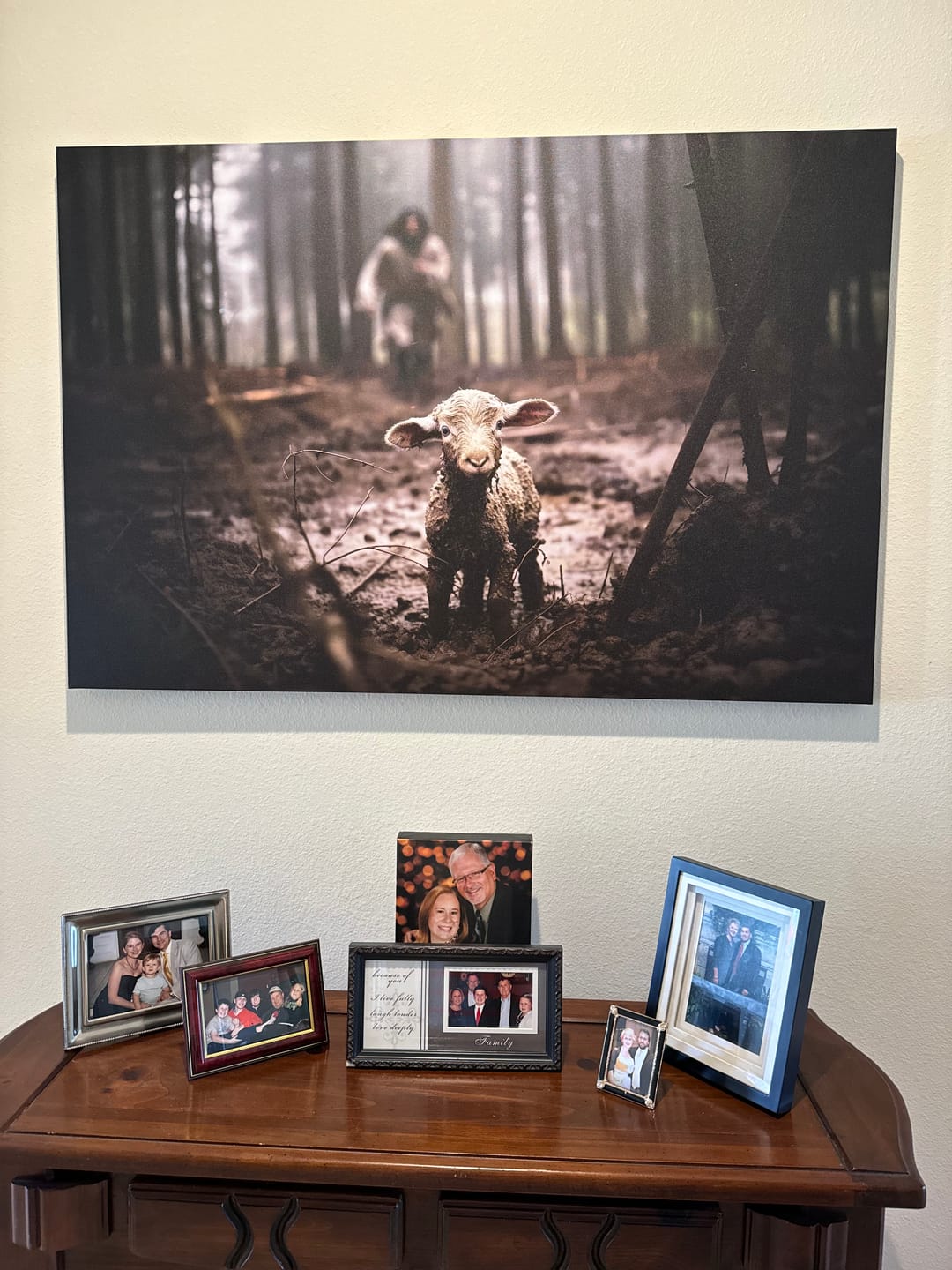 Customer photo review of Jesus With The Sheep, Jesus Running After Lamb, Phone Case