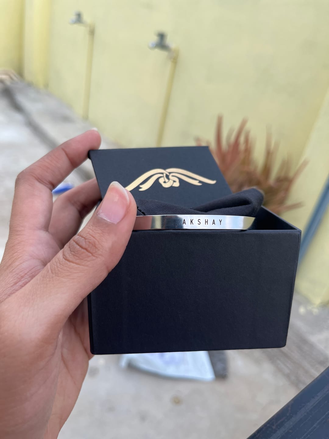 Customer photo review of Personalised Silver Kada