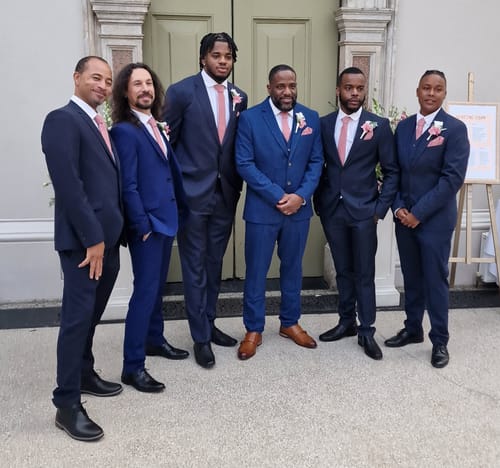 Customer photo review of TED: Blush Mens Ties, Dusty Rose Ties,Ties for Men, Gifts for Men, Wedding Dress, Wedding Attire, Groomsmen Gifts, Wool Tie, Pocket Square
