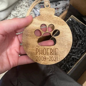 Customer photo review of Personalized Wood and Leather Paw Print Ornament